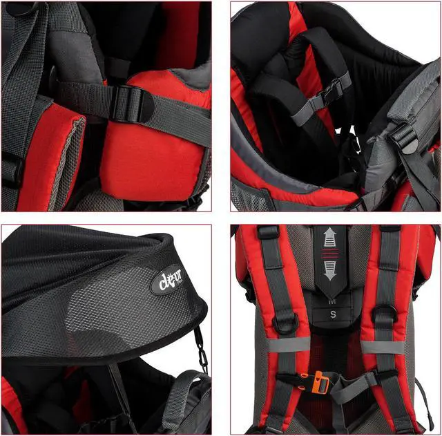 Alt view image 6 of 7 - ClevrPlus Canyonero Baby Backpack Kid Toddler Camping Hiking Child Carrier Red