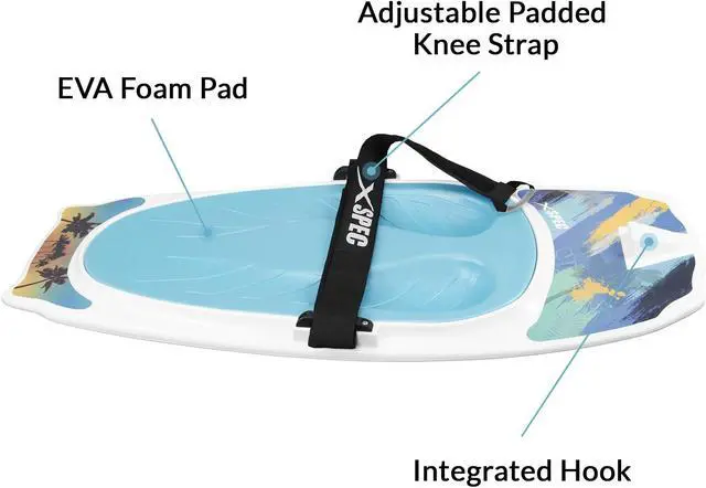 Alt view image 4 of 7 - Xspec Kneeboard with Hook for Knee Surfing Boating Waterboarding, White