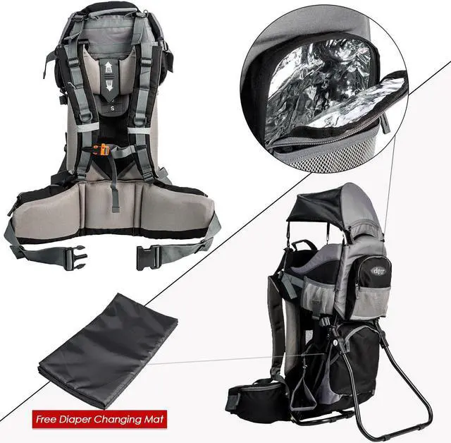 Alt view image 12 of 13 - ClevrPlus Canyonero Baby Backpack Kid Toddler Camping Hiking Child Carrier Black