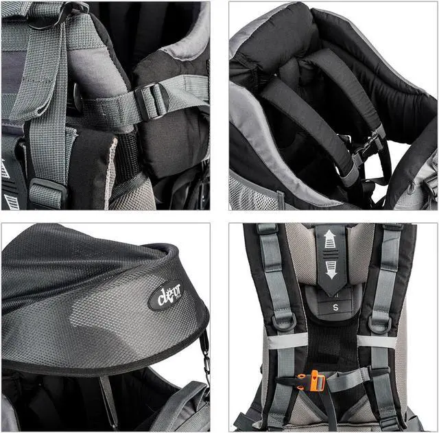 Alt view image 11 of 13 - ClevrPlus Canyonero Baby Backpack Kid Toddler Camping Hiking Child Carrier Black