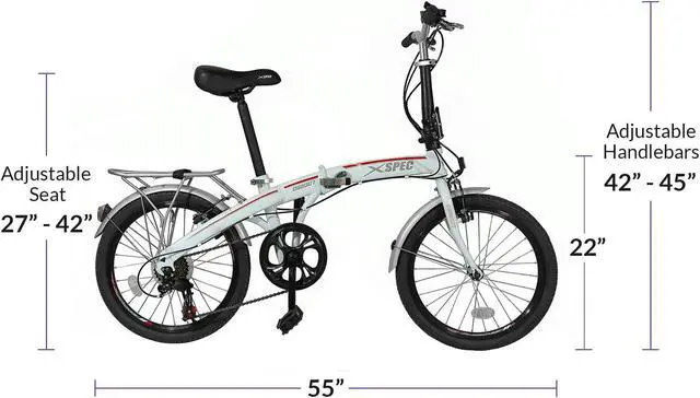 Alt view image 10 of 11 - Xspec 20" 7 Speed Folding Compact City Commuter Bike, White