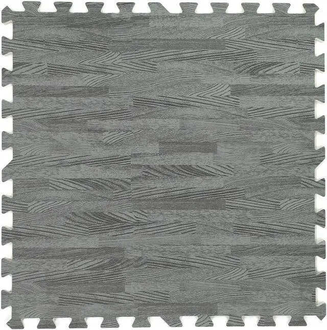 Alt view image 2 of 7 - 100 SqFt 3/8" EVA Sea Haze Grey Wood Grain Foam Mat Interlocking 2'X2' 25pcs