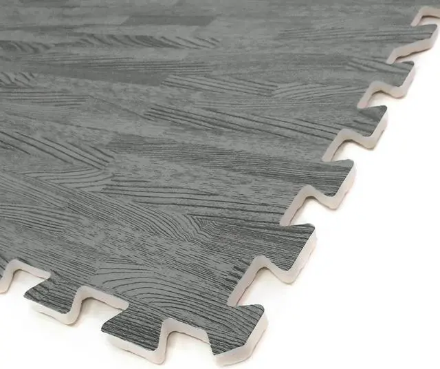 Alt view image 7 of 7 - 100 SqFt 3/8" EVA Sea Haze Grey Wood Grain Foam Mat Interlocking 2'X2' 25pcs