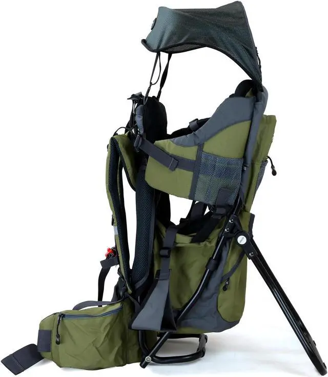 Alt view image 2 of 7 - ClevrPlus Canyonero Baby Backpack Kid Toddler Camping Hiking Child Carrier Green