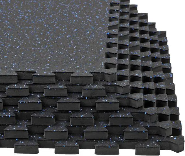 Alt view image 3 of 7 - Xspec 1/2" Thick 48 Sq Ft Rubber Top EVA Foam Home Gym Mats 12 pcs, Blue Black