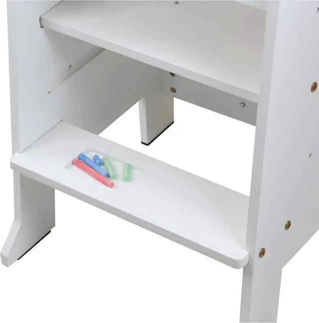 Alt view image 6 of 7 - Height Adjustable Kids Kitchen Step Stool with Magnetic Activity Board (White)