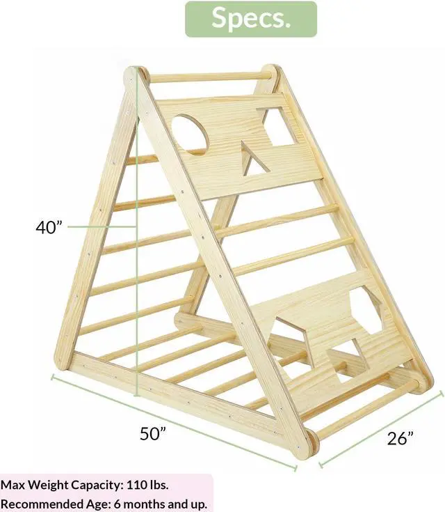 Alt view image 3 of 8 - XL Wooden Triangle Climber with Reversible Climbing Ramp/Slide for Kids Toddlers