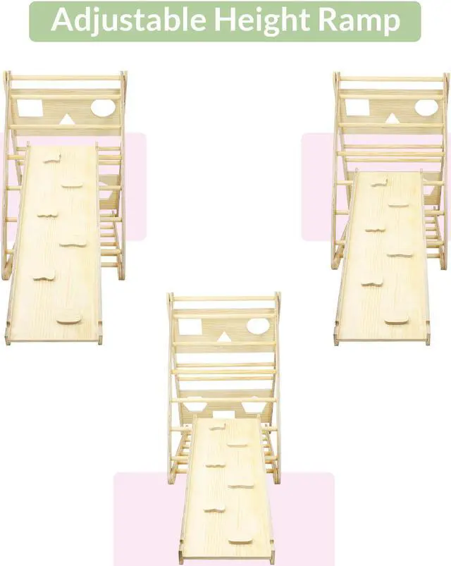 Alt view image 4 of 8 - XL Wooden Triangle Climber with Reversible Climbing Ramp/Slide for Kids Toddlers