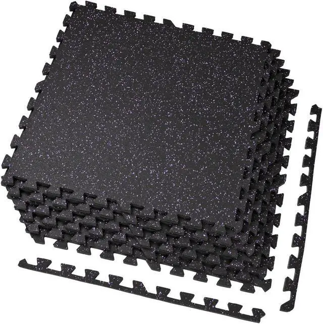 Main image of Xspec 1/2" Thick 48 Sq Ft Rubber Top EVA Foam Home Gym Mats 12 pcs, Purple Black