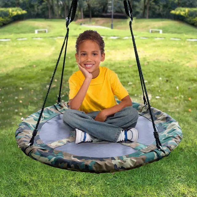 Alt view image 3 of 7 - Clevr 7 Ft. Trampoline Bounce Jump Safety Enclosure Net W/ Spring Pad Blue