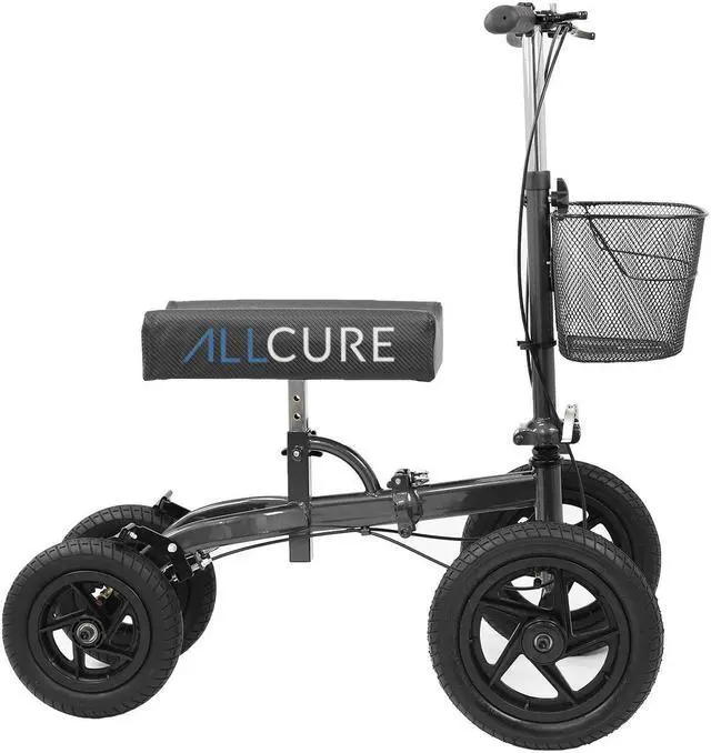 Alt view image 4 of 7 - AllCure All Terrain Foldable Medical Knee Walker Scooter Roller, Black