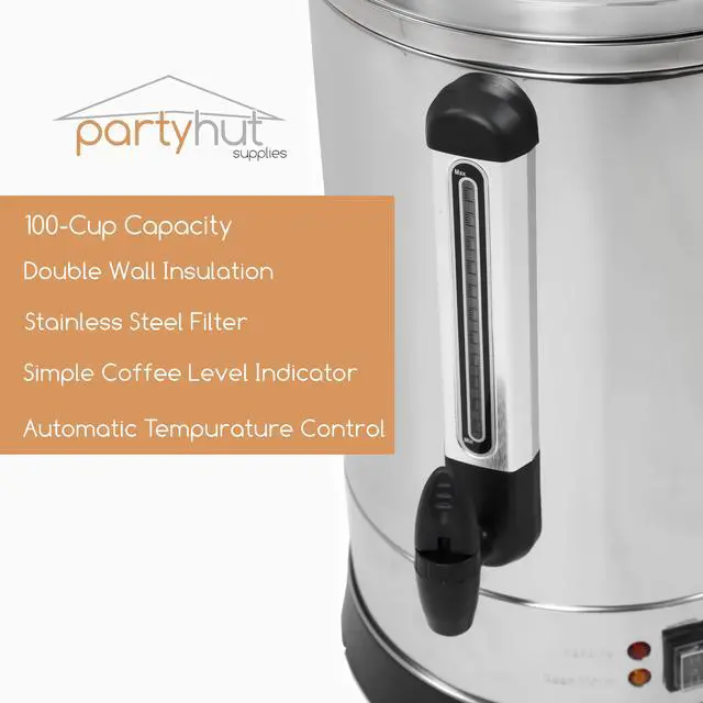 Alt view image 7 of 7 - PartyHut 100-Cup Commercial Coffee Urn Brewing Broiler Coffee Maker