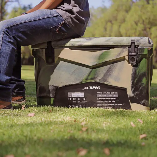 Alt view image 9 of 14 - Xspec 60 Quart Roto Molded High Performance Ice Chest Outdoor Cooler, Camouflage
