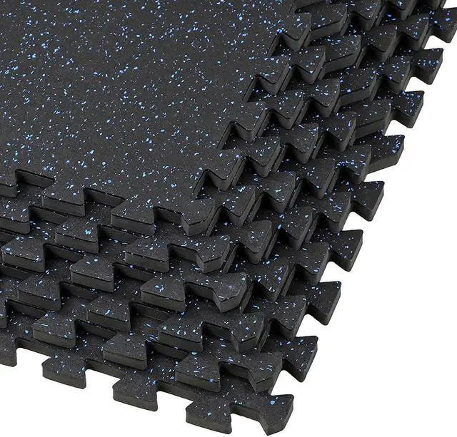 Alt view image 2 of 7 - Xspec 1/2" Thick 48 Sq Ft Rubber Top EVA Foam Home Gym Mats 12 pcs, Blue Black