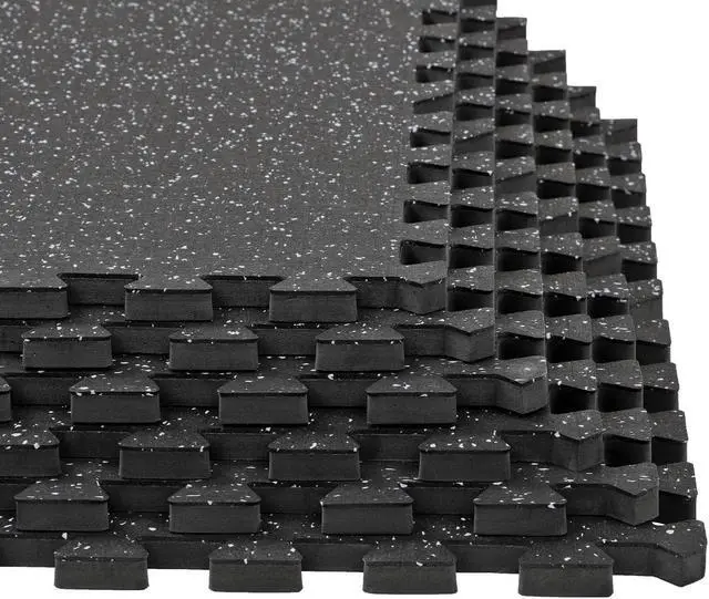Alt view image 3 of 7 - Xspec 1/2" Thick 48 Sq Ft Rubber Top EVA Foam Home Gym Mats 12 pcs, Grey Black