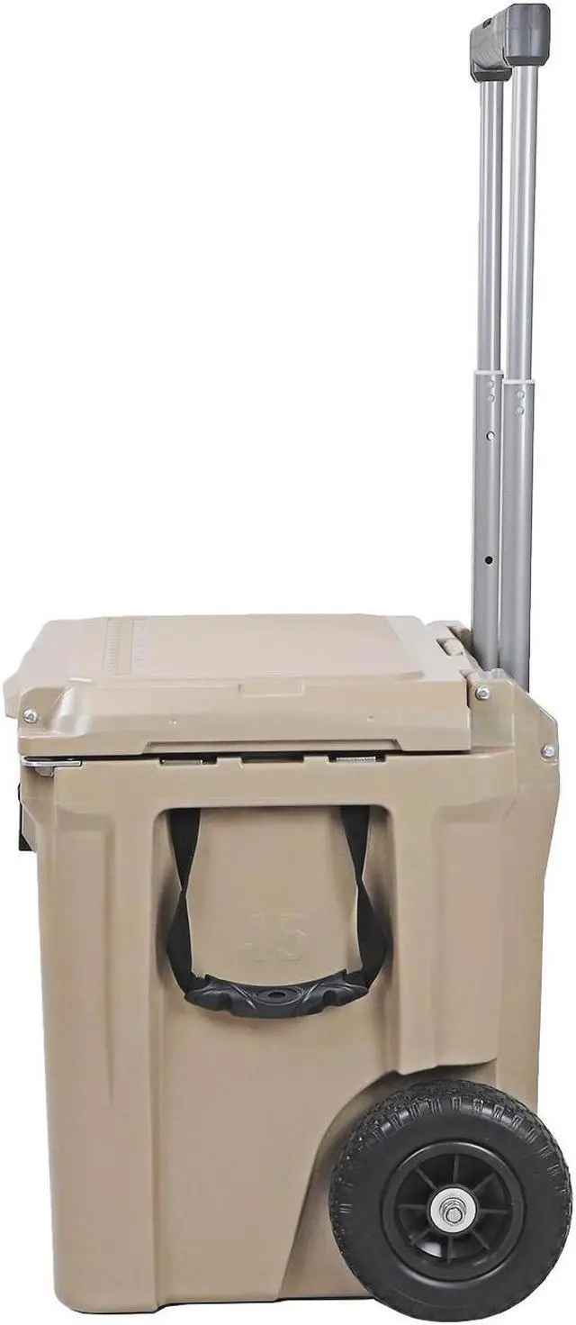 Alt view image 7 of 7 - Xspec 45 Quart Towable Roto Molded Ice Chest Outdoor Cooler with Wheels, Sand