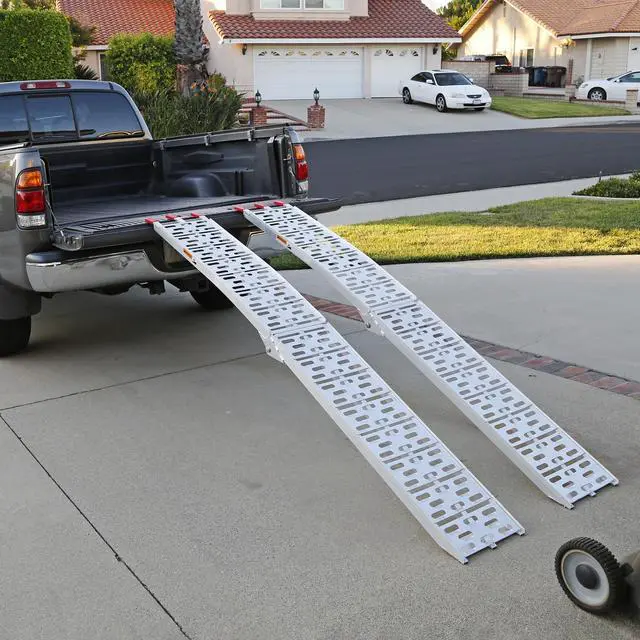 Alt view image 3 of 7 - 7.5' Set of 2 Truck ATV Folding Aluminum Loading Ramps, 1500 lbs Capacity