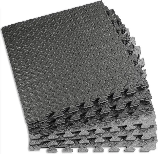 Alt view image 6 of 7 - Xspec 1" Extra Thick Reversible EVA Foam Gym Mats 12 pcs 48 Sq Ft, Black & Grey