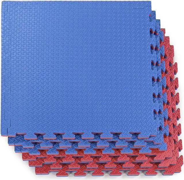 Main image of Xspec 1" Extra Thick Reversible EVA Foam Gym Mats 12 pcs 48 Sq Ft, Blue & Red