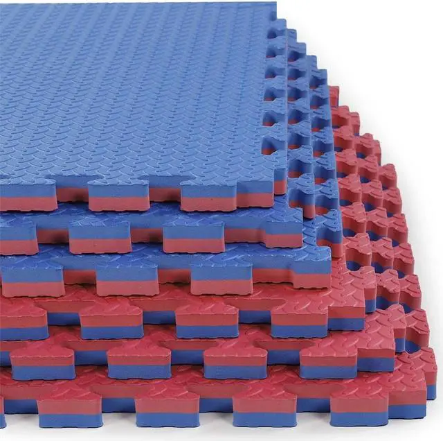 Alt view image 4 of 7 - Xspec 1" Extra Thick Reversible EVA Foam Gym Mats 12 pcs 48 Sq Ft, Blue & Red