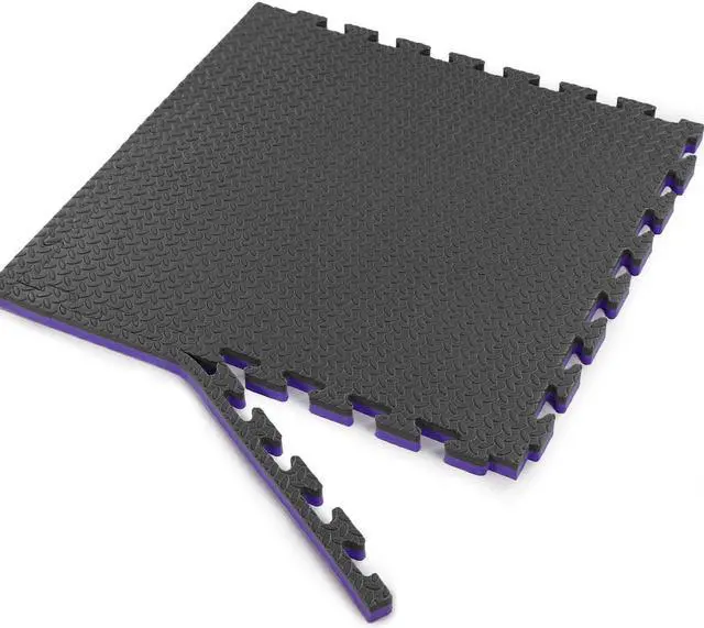 Alt view image 2 of 7 - Xspec 1" Extra Thick Reversible EVA Foam Gym Mats 12 pcs 48 Sq Ft, Black/Purple