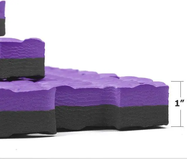 Alt view image 3 of 7 - Xspec 1" Extra Thick Reversible EVA Foam Gym Mats 12 pcs 48 Sq Ft, Black/Purple