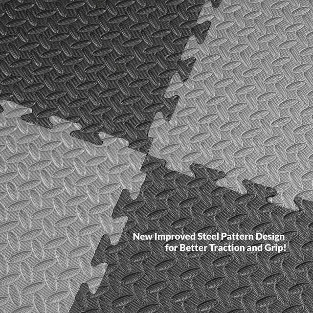 Alt view image 4 of 7 - Xspec 1" Extra Thick Reversible EVA Foam Gym Mats 12 pcs 48 Sq Ft, Black & Grey