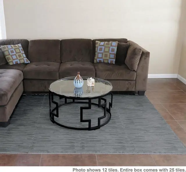 Alt view image 3 of 7 - 100 SqFt 3/8" EVA Sea Haze Grey Wood Grain Foam Mat Interlocking 2'X2' 25pcs