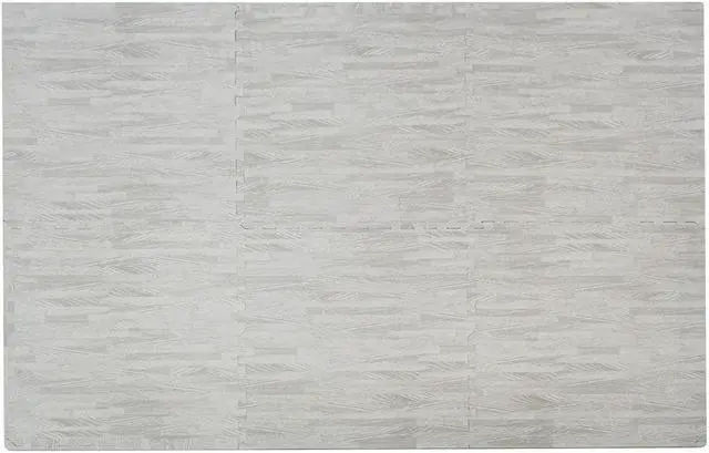 Alt view image 3 of 7 - 100 SqFt 3/8" White Wood Grain Foam Mat Interlocking Flooring 2'X2' 25pcs