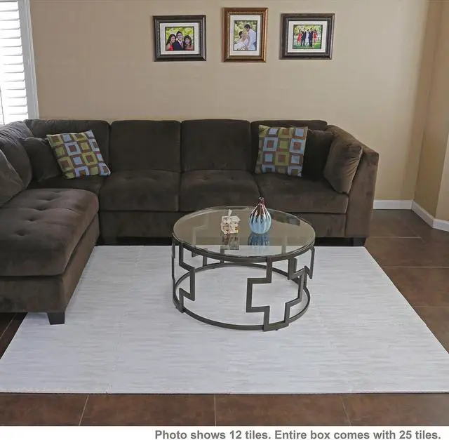 Alt view image 4 of 7 - 100 SqFt 3/8" White Wood Grain Foam Mat Interlocking Flooring 2'X2' 25pcs