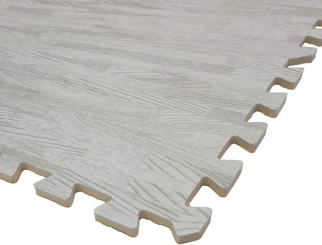 Alt view image 6 of 7 - 100 SqFt 3/8" White Wood Grain Foam Mat Interlocking Flooring 2'X2' 25pcs