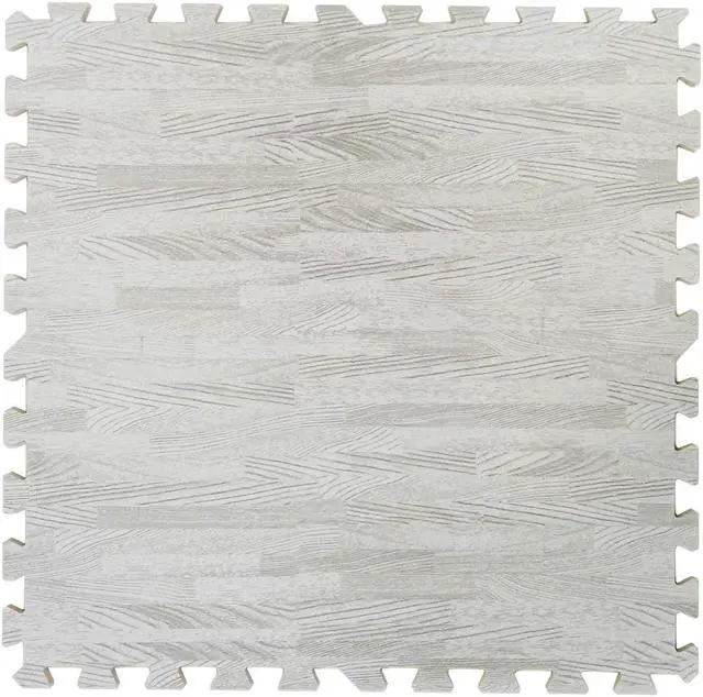 Alt view image 7 of 7 - 100 SqFt 3/8" White Wood Grain Foam Mat Interlocking Flooring 2'X2' 25pcs