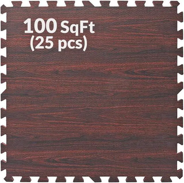 Alt view image 6 of 7 - 100 SqFt 3/8" EVA Dark Wood Grain Foam Floor Mat Interlocking Flooring 25 pcs