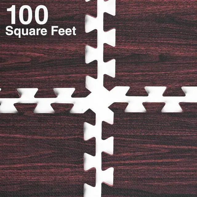Alt view image 7 of 7 - 100 SqFt 3/8" EVA Dark Wood Grain Foam Floor Mat Interlocking Flooring 25 pcs