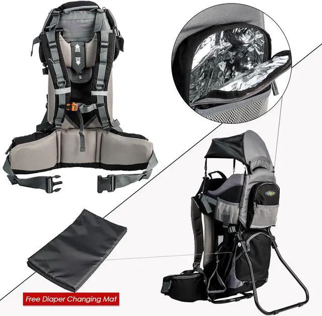 Alt view image 6 of 13 - ClevrPlus Canyonero Baby Backpack Kid Toddler Camping Hiking Child Carrier Black