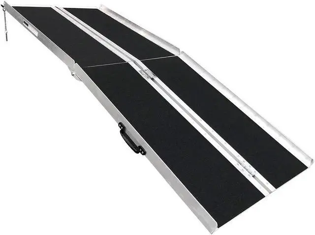 Alt view image 2 of 7 - AllCure 6' (72" x 31") Non-Skid Aluminum Foldable Wheelchair Loading Ramp