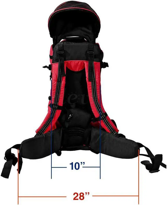 Alt view image 6 of 7 - ClevrPlus Deluxe Outdoor Child Backpack Baby Carrier Light Outdoor Hiking, Red