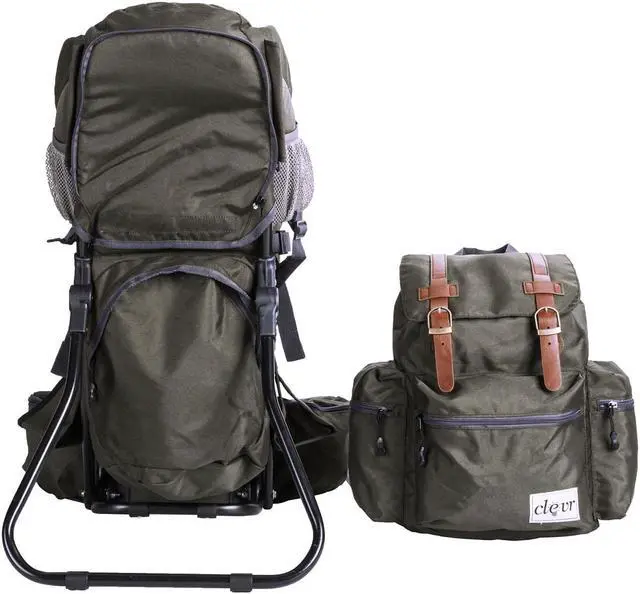 Alt view image 7 of 7 - ClevrPlus Baby Hiking Child Carrier Backpack Camping with Detachable Bag, Olive