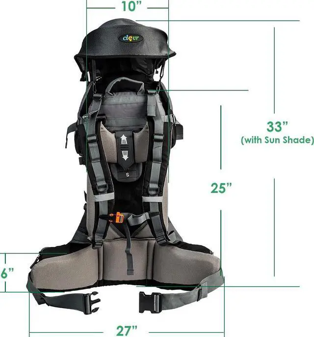 Alt view image 5 of 13 - ClevrPlus Canyonero Baby Backpack Kid Toddler Camping Hiking Child Carrier Black