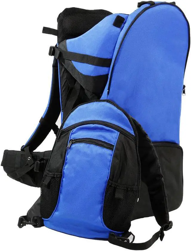 Alt view image 6 of 7 - ClevrPlus Deluxe Outdoor Child Backpack Baby Carrier Light Outdoor Hiking, Blue