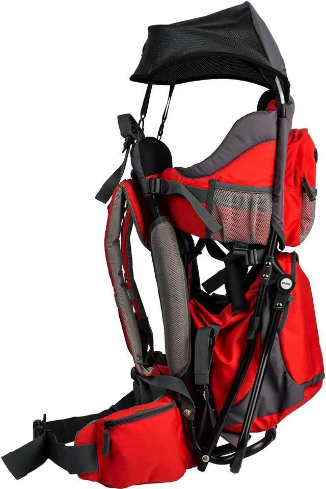 Alt view image 5 of 7 - ClevrPlus Canyonero Baby Backpack Kid Toddler Camping Hiking Child Carrier Red