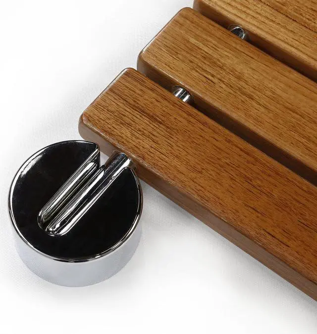Alt view image 7 of 7 - Clevr 20" Teak Modern Folding Shower Seat Bench Clear Coated Medical Wall Mount