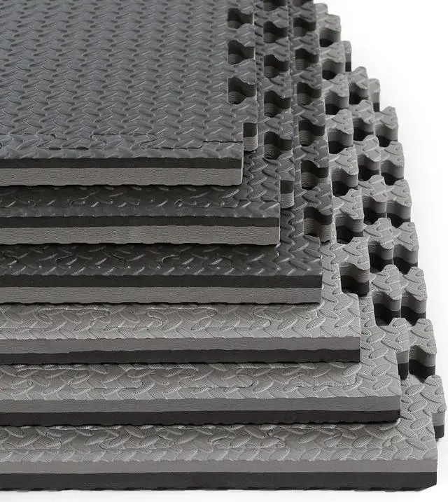 Main image of Xspec 1" Extra Thick Reversible EVA Foam Gym Mats 12 pcs 48 Sq Ft, Black & Grey