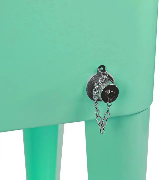 Alt view image 6 of 7 - Retro 80Qt Quart Rolling Cooler Cart Ice Chest Patio Outdoor Portable Seafoam