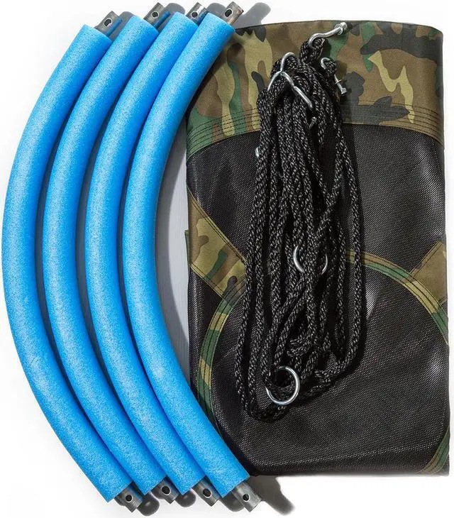 Alt view image 6 of 7 - Clevr 7 Ft. Trampoline Bounce Jump Safety Enclosure Net W/ Spring Pad Blue