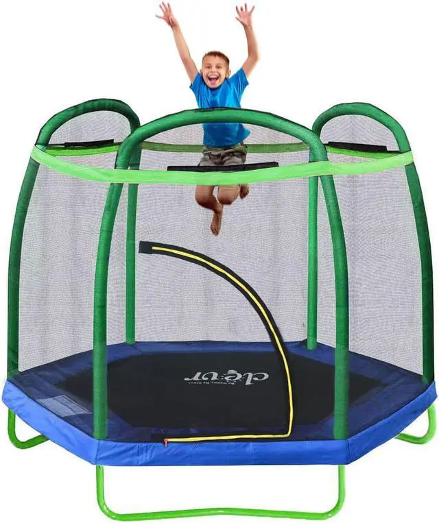 Alt view image 2 of 7 - Clevr 7 Ft. Trampoline Bounce Jump Safety Enclosure Net W/ Spring Pad Outdoor