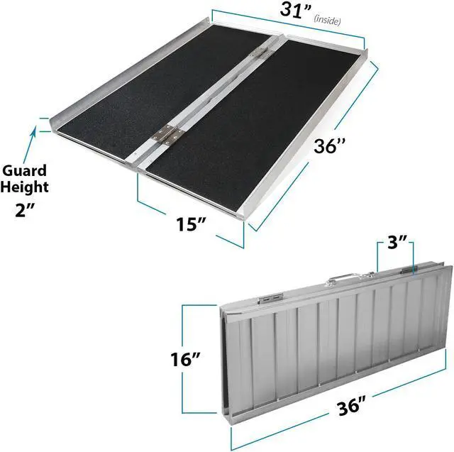 Alt view image 4 of 7 - AllCure 3' (36" x 31") Extra Wide Aluminum Foldable Wheelchair Loading Ramp