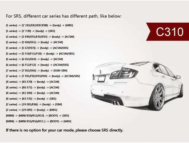 Alt view image 7 of 7 - Creator C310 BMW Multi System Diagnostic Scan Tool For C310 BMW Code Reader with Clear Adaptation and Engine Oil Reset Function