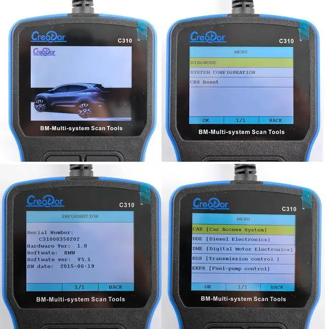 Alt view image 4 of 7 - Creator C310 BMW Multi System Diagnostic Scan Tool For C310 BMW Code Reader with Clear Adaptation and Engine Oil Reset Function