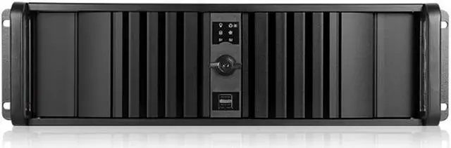 Main image of iStarUSA D-300SEA-BK-RAIL24 3U Compact Stylish Rackmount Chassis with Black SEA Bezel with 20" Sliding Rail Kit